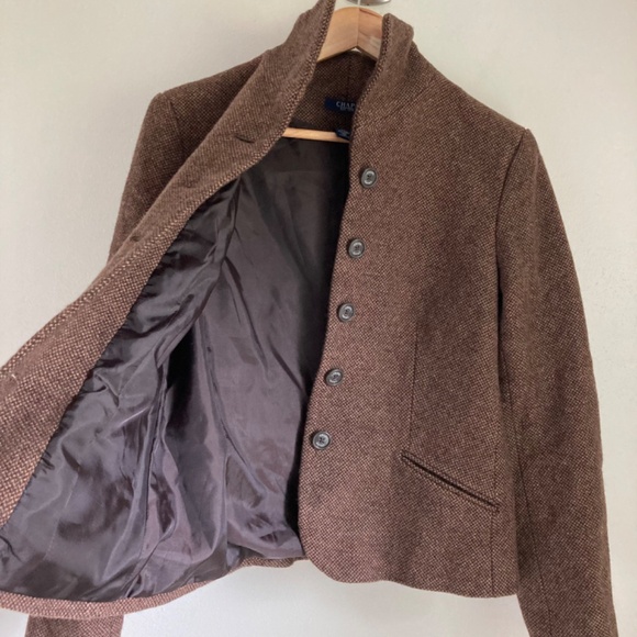 Chaps women’s wool blend brown tweed coat - Picture 4 of 8